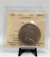 1971 Canada $1 ICCS Mint State 64