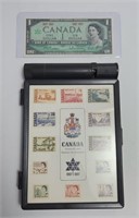 1967 Canada Centennial Stamp & $1 Set