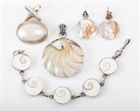 (4) PCS. STERLING & SHELL JEWELRY