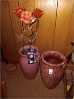 Pottery crock floor vases & flowers