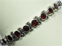#31 Sterling Silver Garnet Bracelet