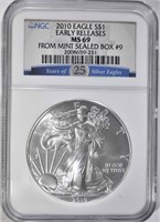 2010 AMERICAN SILVER EAGLE NGC MS69