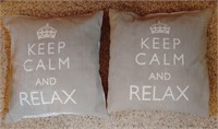 Pair Of Keep Calm And Relax Throw Pillows