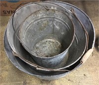 (3) galvanized steel buckets