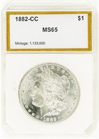 Coin 1882-CC Morgan Silver Dollar-PCI-MS65