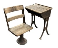 Early 1900s Child’s School Desk with Chair