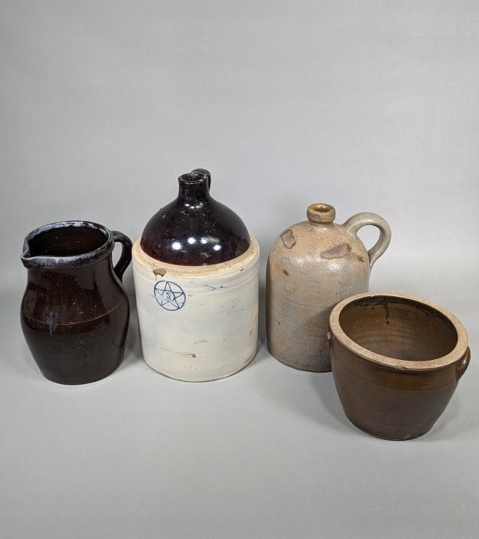 Grouping of Stoneware Crock, Jugs and Pitcher