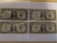 4 - One Dollar Silver Certificates 1957