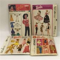 4 Mattel Barbie Vintage Sewing Patterns