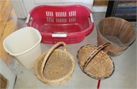 CLOTHES BASKET WITH HAMPER & WICKER BASKETS
