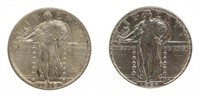 1919 & 1927-D US STANDING LIBERTY 25C SILVER COINS