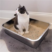 Midlee Stainless Steel Cat Litter Box- XL Size