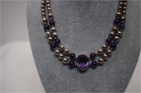 Sterling Beads & Amethyst Necklace
