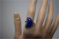 Sterling Lapis Lazuli Ring   Size 9
