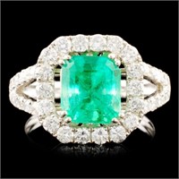 18K Gold 2.14ct Emerald & 1.25ctw Diamond Ring