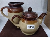 Crockery Cream Pitcher & Small Teapot