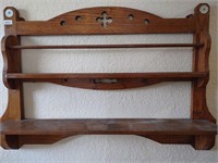 Antique Cup & Plate Wood Wall Shelf, 42" x 28"