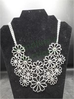 Joan Rivers "Delicate Daisy" Bib Necklace Silver