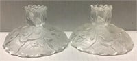 2 FROSTED CANDLE HOLDERS