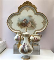 CONTINENTAL PORCELAIN TEASET WITH TRAY