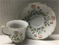 JAPAN FLORAL SMALL TEACUP AND SAUCER