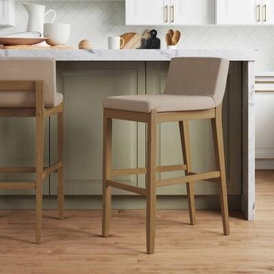 Nathan James Upholstered Wood Counter Barstool