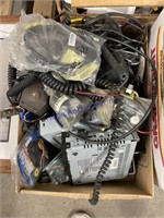 BOX OF ASSORTED RADIOS, MICROPHONES, WIRING