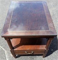 Leather top side table with Glass 
• 20" x 26" x