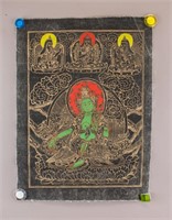 Tibetan Oil on Canvas Thangka Green Tara