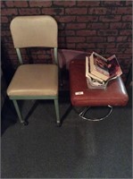 Footstool chair and books