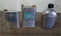 1945 US Canteen, & (2) Vintage Tins