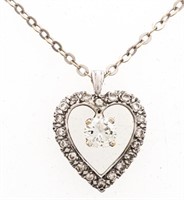 18kt Gold Hand Made Diamond Heart Necklace. 18" C