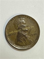 1941 US Lincoln Wheat Cent mint error