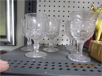 9 Vtg. Pressed Glass Wine Glasses