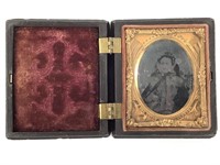 Ambrotype Portrait of Woman in Union Case