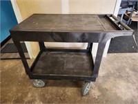 Black Uline Utility Cart, 2-Tier, 25"x36"