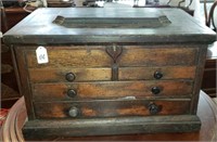 Antique Chest Hinged Lid w/ 4 Drawers