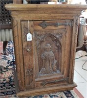 Vintage Nightstand w/ Carved Wood Figural Door
