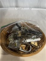 Miscellaneous baskets; pad locks and more