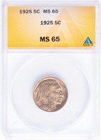Coin 1925-P Buffalo Nickel - ANACS MS65