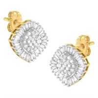 Sparkling 10k Gold .50ct Diamond Cluster Earrings