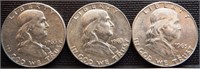 (3) 1963-D Franklin Silver Half Dollars - Coins