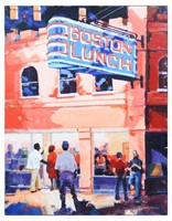 JAMES MITCHELL PAINTING "BOSTON LUNCH"