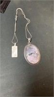 Dendrite opal pendant and chain German silver/
