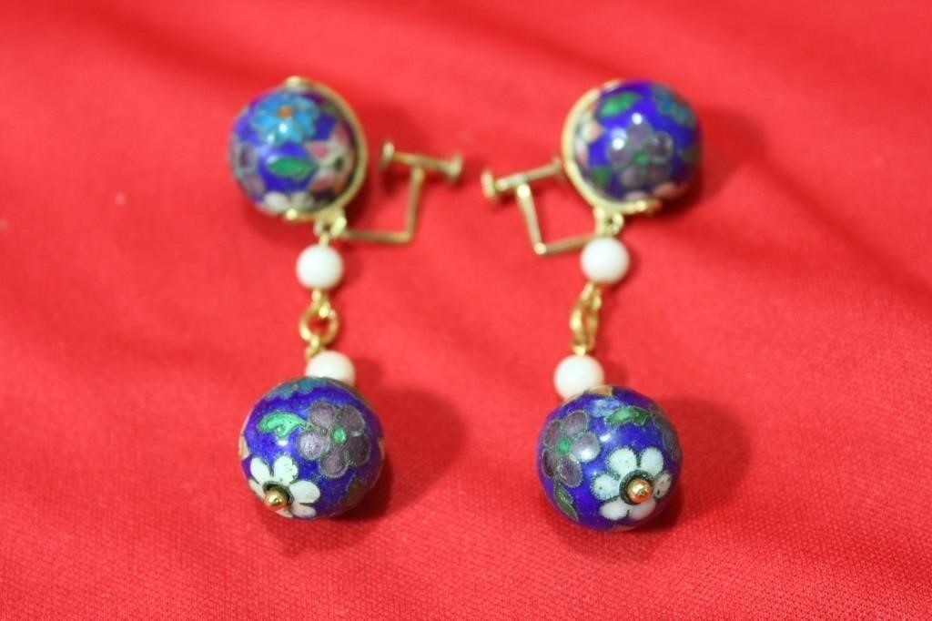 A Pair of Cloisonne Earrings