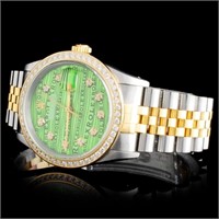 36mm YG/SS Diamond Rolex DateJust Watch