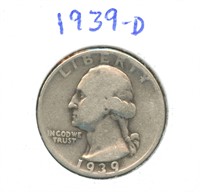 1939-D Washington Silver Quarter