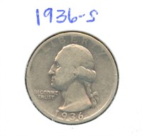 1936-S Washington Silver Quarter