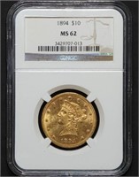 1894 $10 Liberty Gold Eagle NGC MS62 Nice