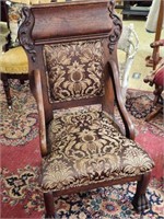 19th Cent. Paw Foot Oak Frame Arm Chair- Nice